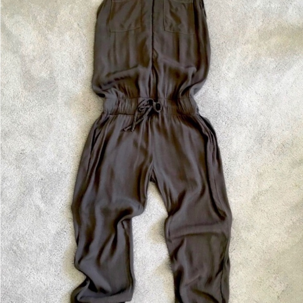 Monrow Dark Brown Drawstring Jumpsuit